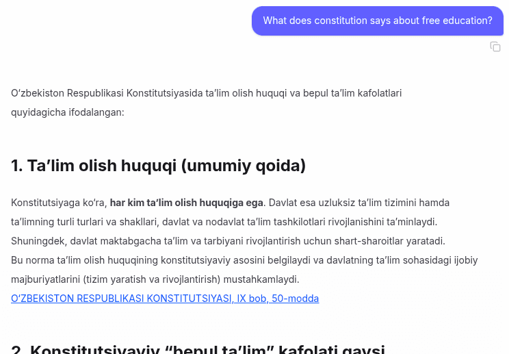 Kundalik huquqiy savollarga javob bering